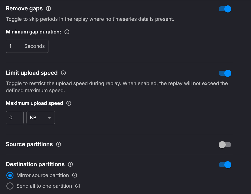 Replay config advanced toggles