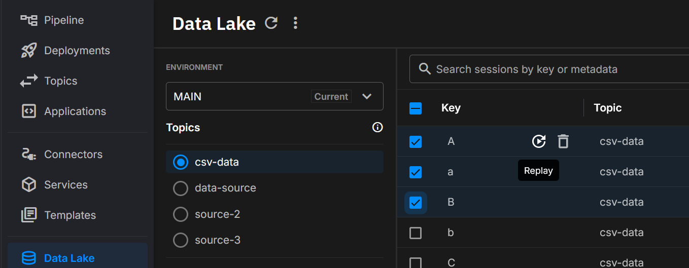 Start from Data Lake UI