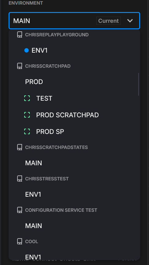 Environment switcher