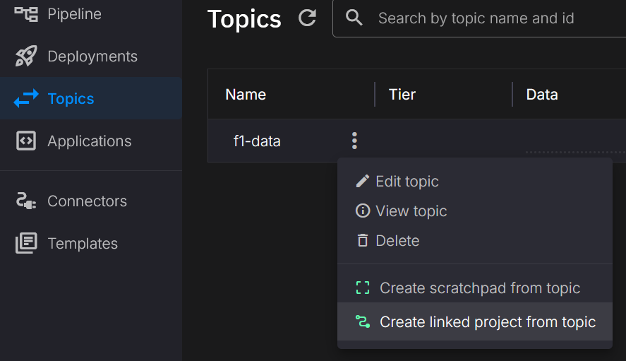 Create Linked Project from Topic