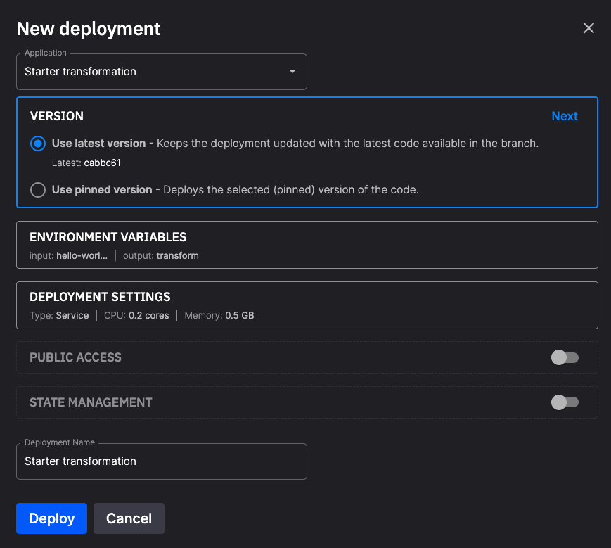 New deployment
