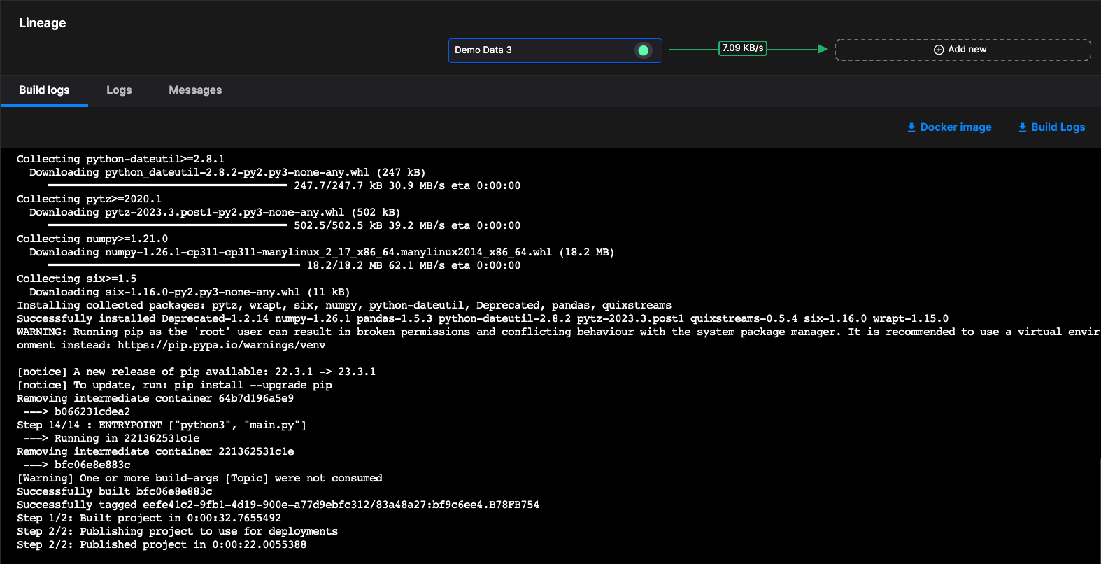 Build logs